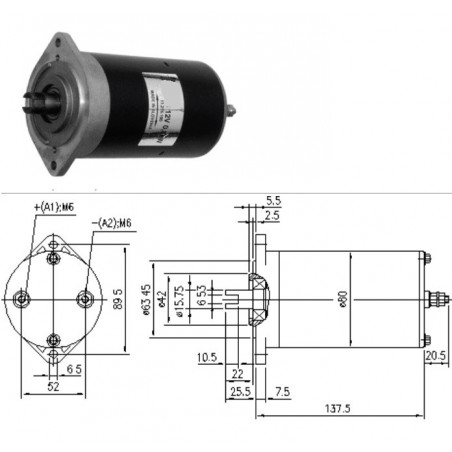 Motor 0,8kW 12V F C 3500 r/pm CW+CCW ISK